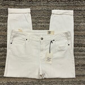 Cosmic Blue Love High Rise Slim Straight Leg White Jeans Sz 33 NWT | Women Jean-